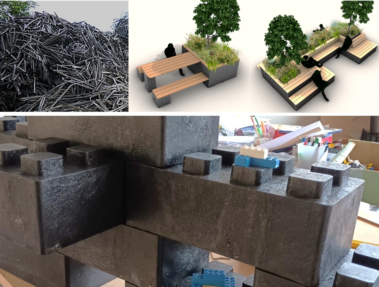 Pole Eco Design + MP Industries : Un jeu de construction de mobilier urbain… en tuyaux d’irrigation recyclé