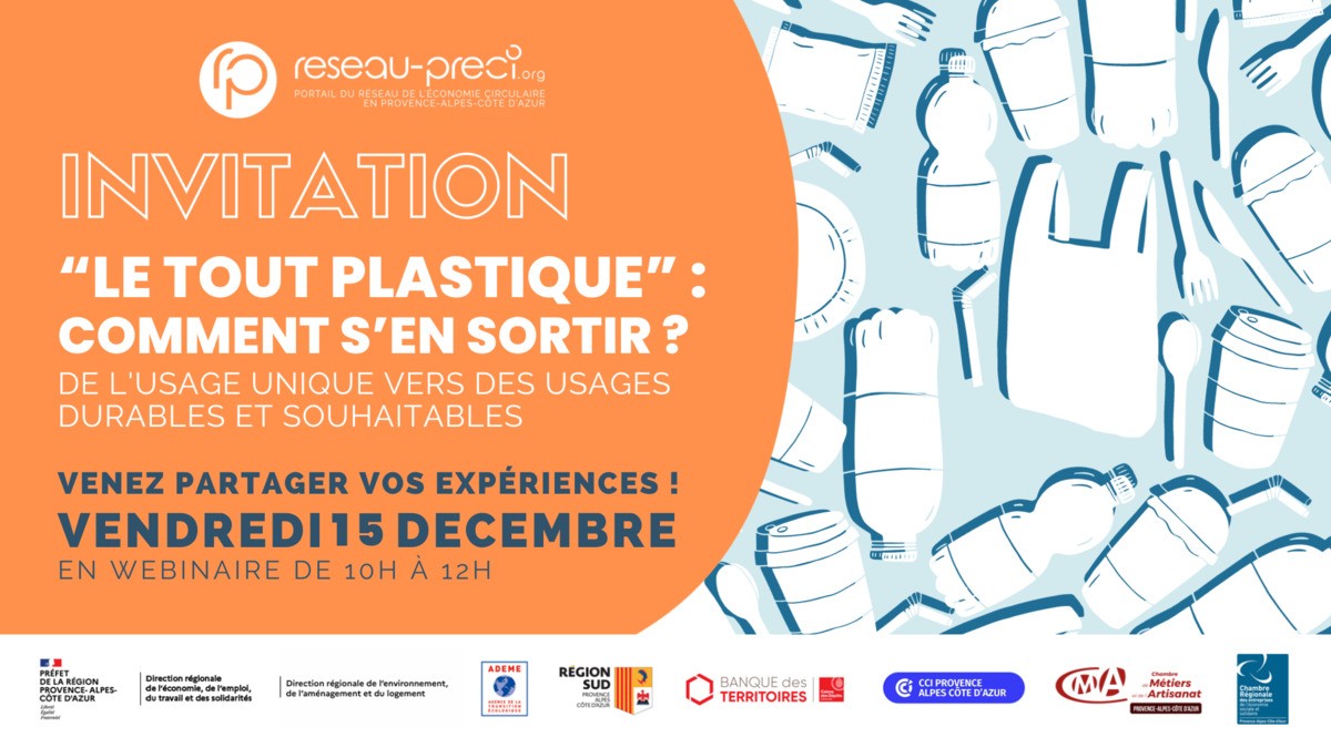 Invitation!  “Le tout plastique” : comment s’en sortir? Venez participer au Webinaire de la PRECI, le 15 décembre 2023.